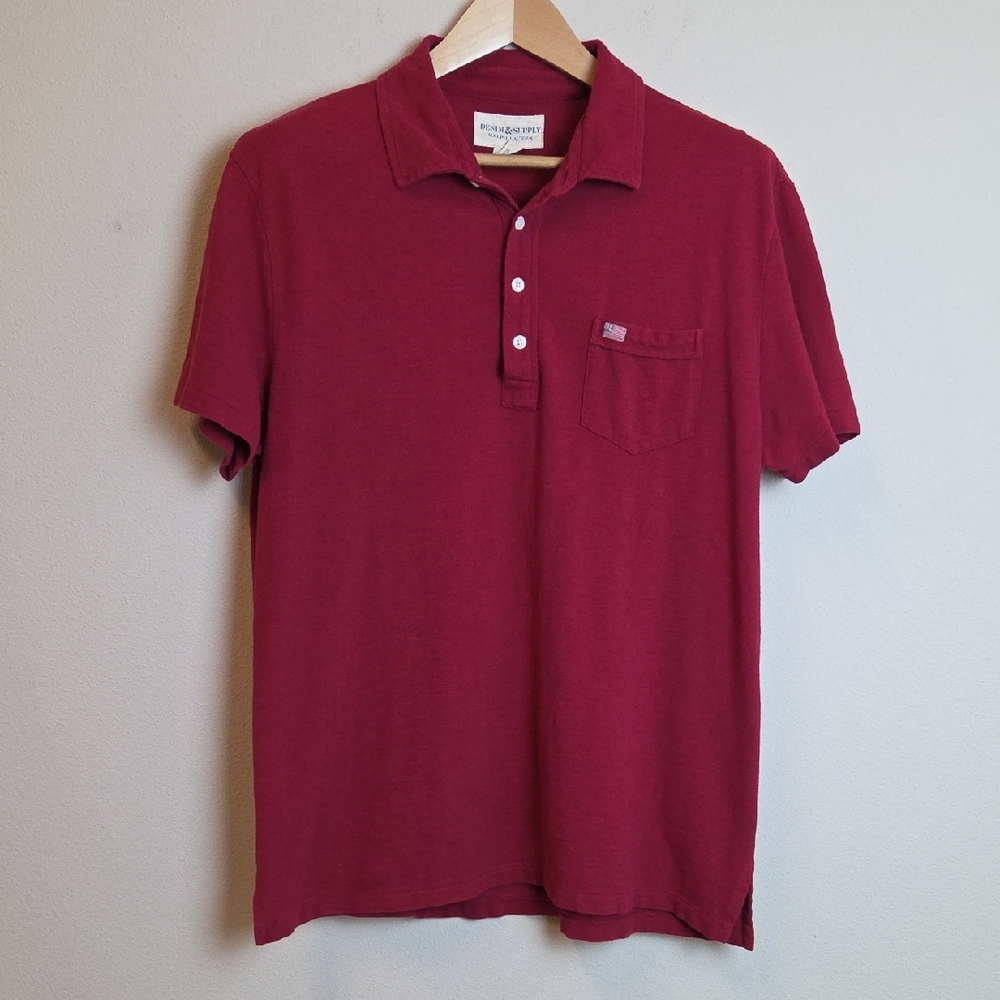Denim &‎ Supply Ralph Lauren Rust Red Men's Henley Polo Size Large